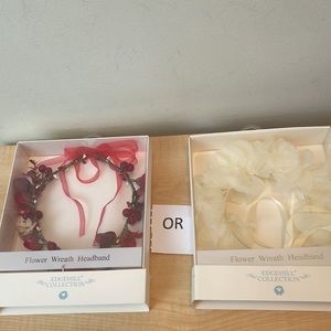 Flower Wreath Headband w/Ribbon - Choice of Ivory OR Berry